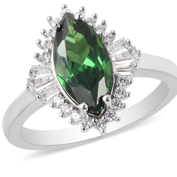 💟❤️NEW! Sterling Silver 925 Green & White CZ Ring Size 7 - Picture 11 of 12